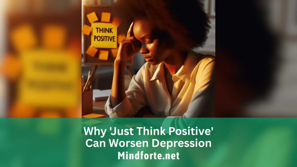 An African woman sits quietly, struggling beneath the weight of “stay positive” advice—a visual metaphor for the silence behind smiling depression.