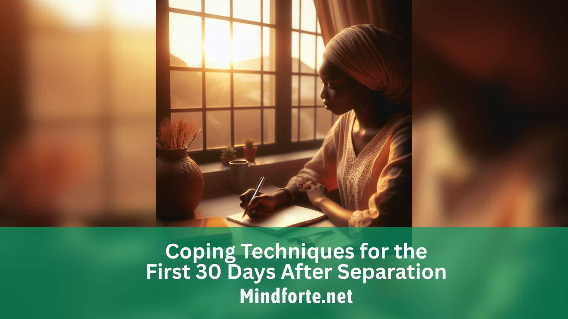 A Nigerian woman journaling by the window, representing emotional healing and coping after separation.